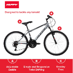 Bicicleta de Montaña Rock Creek, Huffy  Ruedas de 24", Mayores de 13 Años, 18 Velocidades, Gris - Imagen 2